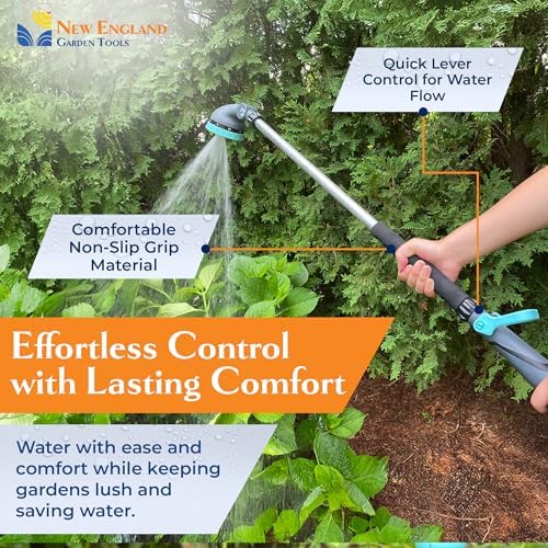 9-Pattern 36-inch Watering Wand 600004, 270° Pivot Head, Heavy-Duty Hose End Sprayer w/Lever Control for Fruit Trees, Yard Work, & Car Cleaning, Fits Outdoor Garden Hoses, by New England Garden Tools - Image 5