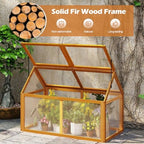 Giantex Wood Cold Frame Greenhouse, Portable Raised Flower Planter Protection with Transparent Panels & Adjustable Roof, Small Indoor Outdoor Hot House for Garden Balcony, 40”x21”x28” - Image 4