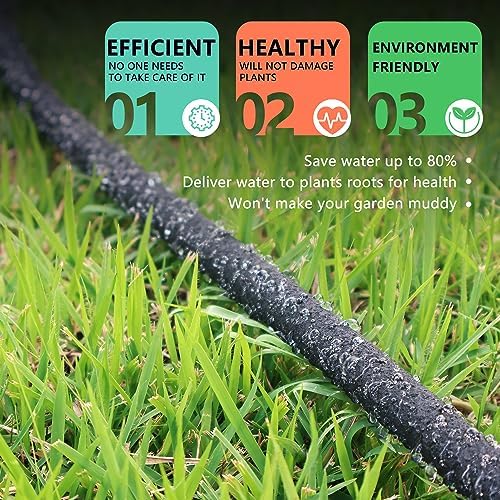 1/2’’ Soaker Hose for Garden 150 Ft, Heavy Duty Watering Hose 150-Foot with Kit, DIY Drip Irrigation Hoses System (150 feet) - Image 4