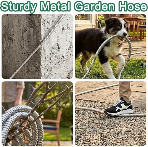 75ft Stainless Steel Garden Hose with 2 Nozzle Flexible Water Hose Lightweight Portable Tangle Free Metal Pipe for Patio Lawn Outdoor Heavy Duty Watering Water Pipe - Image 7