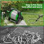 SPECILITE Portable Garden Hose Reel with 75ft Heavy Duty 304 Stainless Steel Water Pipe, Wall Mount Lightweight Winder Combo with Nozzle for Outside, Yard, Patio - Image 2