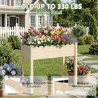 Raised Garden Bed with Legs, 34x18x30in Tall Wooden Elevated Planter Box with Liner for Flowers Vegetables Herbs, Wavy Profile Outdoor Raised Bed for Balcony/Patio/Backyard - Image 5