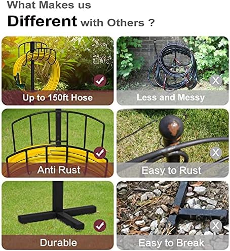 Heavy Duty Metal Water Hose Storage Stand Rack, Freestanding Garden Hose Holder Hanger - Image 5