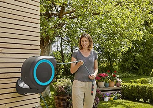 Gardena 18600 50 Foot Wall Mounted Retractable Hose Reel, 50 ft, Standard, Turquoise - Image 4