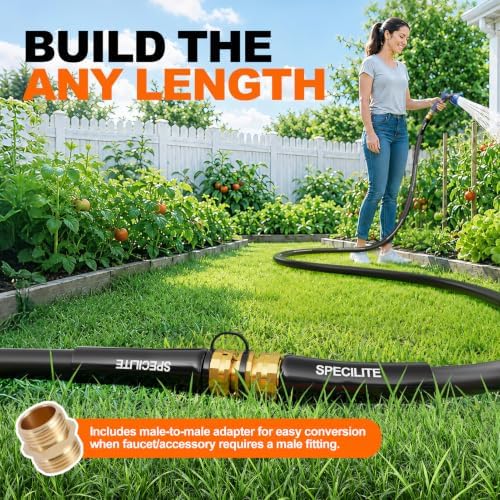 SPECILITE Garden Water Hose 50 ft x 5/8 in, 2-in-1 for Reel, RV, Yard - Image 3