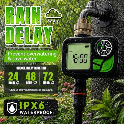 Sprinkler Timer for Garden Hose, Water Timer with Rain Delay, IP55 Weatherproof, Fits Standard 3/4" NH Hose Faucet - Image 5