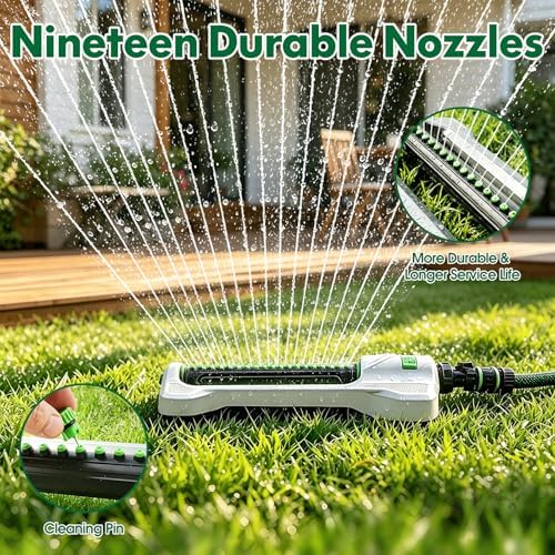 Heavy Duty Oscillating Sprinkler for Yard, Metal Base, 19 Nozzles - Image 6