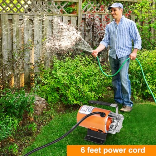 115V 1/10 HP 330 GPH Water Transfer Pump With 3/4 inch Ports, Suction Hose and Spare Impeller - Electric Utility/Sump Pump - Orange - Image 5