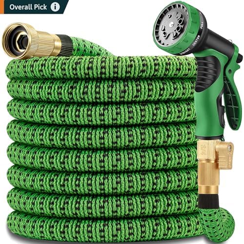 100 ft Expandable Garden Hose-2026 Newly Upgraded Expanding Garden Hoses with 10 Function Spray Nozzle, Extra Strength Fabric, Leak-Proof, Lightweight, Kink-Free Flexible Retractable Hose(Green Black) by Unknown
