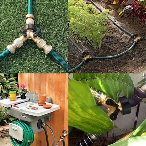 Hose Splitter Brass 2 Way Garden Hose Connector 3/4 Thread Y Shape Hose Spigot Adapter Water Hose Splitter for Farm for Water Faucet & Spigot - Image 4