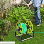 Garden Hose Reel, Portable Metal Hose Reel, Floor Mounted/Wall Mounted, Water Hose Holder for 328.1FT Hose, 0.55" Connection Diameter - Image 2