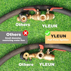 Garden Hose Splitter Full Flow Splitter No Restricted-Flow Connector Heavy Duty Brass Hose y Splitter, 2 way High Flow Hose Bib Adapter with Shut Off Valves (Long Handle) - Image 4