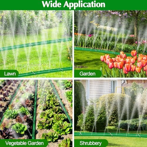 Sprinkler Hose with Holes, 100FT (50FT x 2) Heavy Duty Flat Soaker Hoses, Watering Garden Drip Irrigation Hose – No-Kink High-Efficiency Sprinklers System for Yard, Lawn and Garden with 40 Staples - Image 6
