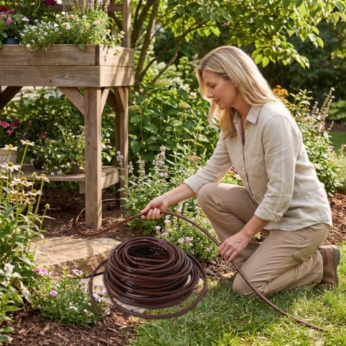 1/4 Inch Brown Drip Irrigation Tubing PVC Garden Watering Line 100ft - Image 5