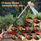 Retractable Garden Hose Reel, Wall Mounted Hose Reel Heavy Duty Garden Hose Reel for Outside, with 8 Patterns Nozzle, 10 Patterns Watering Wand, 180°Swivel Bracket, Any Length Lock - Image 4