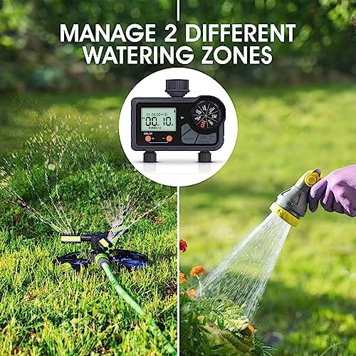 7Penn 2 Zone Water Timer - Programmable Outdoor Irrigation System - Black - Image 5