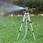 STYDDI Heavy Duty Impact Sprinkler on Tripod Base, Tall Metal Pulsating Telescoping Tripod Sprinkler for Large Area, Yard, Lawn, Garden, Waters up to 70 Ft. Diameter, Legs Extends Up to 36-inch - Image 5