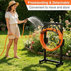 VyGrow Garden Hose Holder, Freestanding Heavy Duty Water Hose Holder for Outside, Upgraded Metal Hose Stand with 4 Spikes, Detachable Garden Hose Storage Hose Reel Rack, Black - Image 5