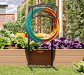 Fire Beauty Heavy-Duty Portable Garden Hose Holder with Storage Basket,80+ lbs Capacity, Modern Geometric Design, Holds 180ft 1/2" Hose,Dual Support Rods & Rustproof Screws by FireBeauty