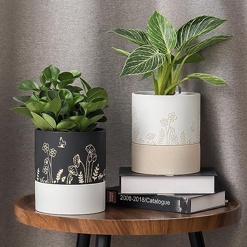 Nihow Self Watering Pots for Indoor Plants,6 Inch,White & Nature - Image 6