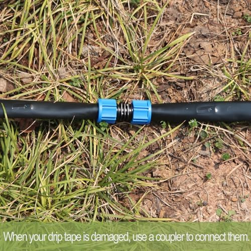 3280 ft 5/8" Drip Irrigation Tape Kit 8 mil Emitter Spacing 6" Flat Drip Tape with 140 PCS Drip Tape Connectors Automatic Irrigation Equipment for Garden Irrigation Emitter Flow:0.79 GPH - Image 7