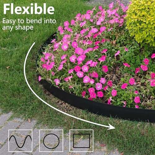 Landscape Edging 4 Inch Tall 40FT with 50Pcs Metal Spikes, Plastic Garden Edging Border Landscape Edging Border Lawn Edging for Landscaping, Flower Bed, Yard - Image 5