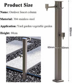 Freestanding Outdoor Faucet Water Column - Garden Hose Holder with Floor Mount Water Tap & Fountain Hydrant for Summer Irrigation, Side Water Inlet for Yard & Patio Use - Image 2