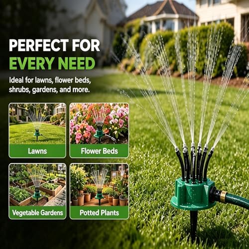 360° Coverage Precision Garden Irrigation Sprinkler, Automatic Rotating Lawn Sprinkler for Yard Large Area, with Heavy Duty Spike Base for Grass (3) - Image 3