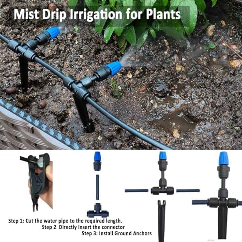 Drip Irrigation System with Water Timer for Garden,Main ID 1/2inch 32Ft and 1/4inch 136Ft Water Hose, 2-Zone Automatic Watering System Sufficient Water, Irrigation Dripper Waterflow Evenly Easy DIY - Image 7