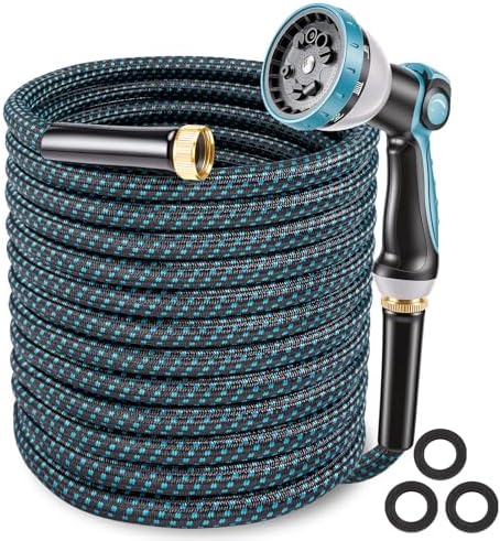 Non-Expandable Garden Hose – Ultra Lightweight & Leak-Proof Kink-Free Water Hose with 10-Function Spray Nozzle – Wear-Resistant Hybrid Hose for Yard, Lawn, Car Wash & Outdoor Use – 100 ft by Gpeng