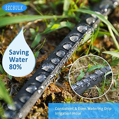 Secbulk 2026 Flat Soaker Hose 75 ft with Stakes for Garden, 75ft Linkable Drip Hose Diy Garden Irrigation System Saving 80% Water, Dual-layer Leak-free Design Water Hose with Holes - Image 2