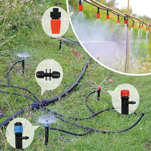 256FT Drip Irrigation System Kit, 163PCS Automatic Garden Watering Misting System with 1/4" Distribution & 1/2" Hose Tubing and Accessories for Greenhouse, Yard, Lawn, Plant - Image 5