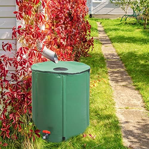 Collapsible Rain Barrel, 45 Gallon Portable Rainwater Collection System, Rain Catcher Barrel with Volume Scale Mark, Spigots and Overflow Kit, Rain Water Barrel Collector for Garden, Green - Image 2