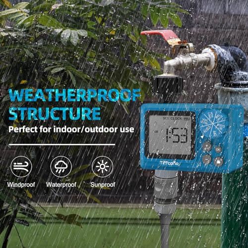 TiFFCOFiO Sprinkler Timer Outdoor, Digital Pogrammable for Garden Hose, Irrigrtion Timer with Rain Delay and Manual Mode - Image 5