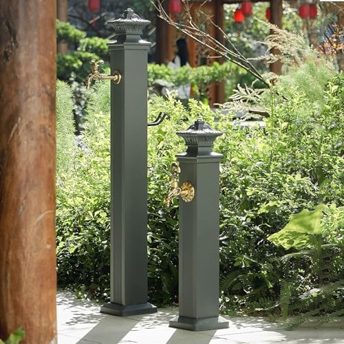 Freestanding Vertical Square Garden Water Column, Floor Mounted Faucet, Hose Holder, Frost Free Hydrant for Irrigation and Watering(74cm/29.1in) - Image 2