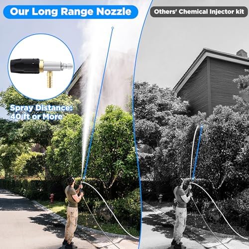 FIXFANS Pressure Washer Long Range Nozzle 5-6.5 GPM with 45 FT Braid Hose - Image 2