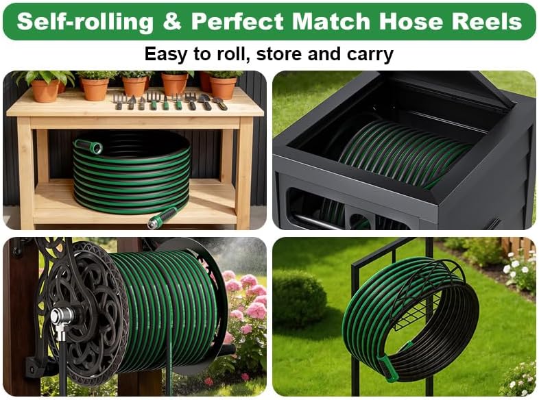 Garden Hose 150ft x 5/8" All-Weather Flexible Water Hose Lightweight, Durable, Kink-resistant, Heavy Duty Hybrid Polymer Hose, Male to Female Leak-Free Aluminum Connections, Burst 600 PSI. - Image 7