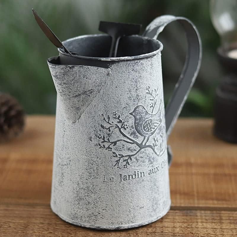 Vintage Garden Home Iron Sheet Craft Holder Vases Decoration Barrel Watering Can Flower Bucket Pastoral(E) - Image 5