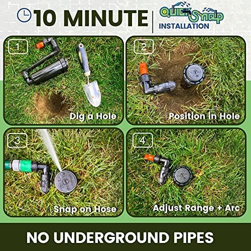 In-Ground 5-Inch Pop-Up Adjustable Sprinkler 2-Pack With Quick Hose Connectors And Splitter, QSK-742 - Image 3