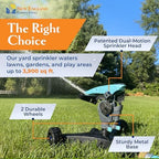All-new Pulsating Lawn Sprinkler 300011, Impact Sprinkler w/ 70 ft Reach, 360° Range Gear & Pulsating Mechanism, 3,900 sq ft Lawn & Garden Watering, Metal Base w/Wheels, by New England Garden Tools - Image 2