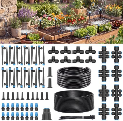 CICKATA 230FT Drip Irrigation System Kit, 20-45 PSI Water Flow Rate 40GPH by Unknown