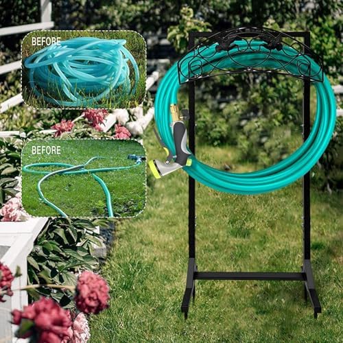 Freestanding Garden Hose Holder Hanger, Water Hose Holders for Outside with 4 Spikes, Rust-Resistant, No Drilling Needed, Detachable Water Hose Storage Stand for Yard Lawn Black - Image 6