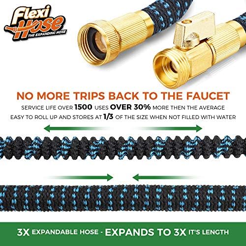 Flexi Hose Expandable Garden Hose with 8 Function Nozzle, 150FT - Lightweight Retractable Garden Hose, Water Hose - No-Kink Flexibility, 3/4 Inch Solid Brass Fittings and Double Latex Core - Image 2