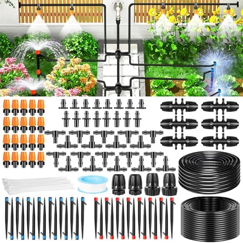 235FT Drip Irrigation System Kit, Automatic Drip Irrigation Kit with 1/2 inch Hose 1/4 inch Distribution Tubing and Accessories by Unoutur