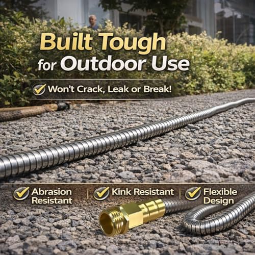 Metal Garden Hose 150 ft – 304 Stainless Steel Water Hose with Nozzle Sprayer, Garden Hoses Flexible, Lightweight, No Kink, Heavy Duty for Outdoor (150 ft) - Image 6