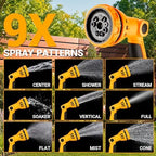 Retractable Garden Hose Reel:100 ft x 1/2 inch, Garden Hose Reel with 9-Pattern Nozzle, 180°Swivel Bracket Wall-Mounted, Automatic Rewind, Lock at Any Length, with Slow Return System - Image 4