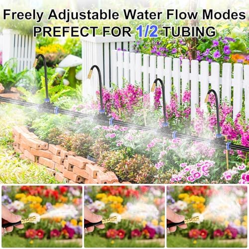 M METERXITY 1-Set Drip Irrigation System, 98Ft 1/2" Hose Garden Watering Misting System with 30pcs 360° Adjustable Copper Nozzles for Greenhouse/Yard/Lawns, Atomizing Watering Accessories - Image 7
