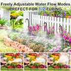 M METERXITY 1-Set Drip Irrigation System, 98Ft 1/2" Hose Garden Watering Misting System with 30pcs 360° Adjustable Copper Nozzles for Greenhouse/Yard/Lawns, Atomizing Watering Accessories - Image 7