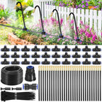 M METERXITY 1-Set Drip Irrigation System, 98Ft 1/2" Hose Garden Watering Misting System with 30pcs 360° Adjustable Copper Nozzles for Greenhouse/Yard/Lawns, Atomizing Watering Accessories by MMETERXITY