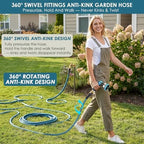 FlexiSolve 100ft Non-Expanding Garden Hose with 360° Swivel & Valve, Blue - Image 4